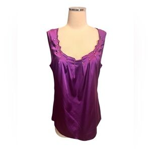 Elie TAHARI Purple Sleeveless Top with Studded Neckline Sz M